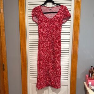Old Navy Red and White V-Neck Midi Dress